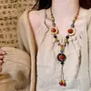 Guofeng Zen ~ Collar de Bodhi de Jade Blanco Estilo Chino Nuevo Estilo Étnico Retro Diseño de Nicho Cadena Larga de Lana Wholesale