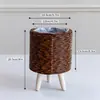 Estante de flores de ratán, soporte triangular, maceta, cesta de flores para sala de estar, contenedor creativo de almacenamiento de suculentas para escritorio, soporte para plantas, maceta de paja