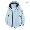 Chaqueta de plumón tres en uno estilo montaña, a prueba de viento e impermeable, para mujer, con parte de trabajo desmontable, adecuada para viajes y montañismo, también disponible para hombres