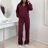 Conjunto de Moda Casual Feminino Europeu e Americano Novo Outono 2026 Conjunto de Moletom e Calça de Cor Sólida para o Dia a Dia