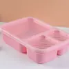 Separador de Paja de Trigo para Lonchera Estudiante Oficina Comedor Estudiantil Plato de Plástico Restaurante de Comida Rápida Lonchera de Gran Capacidad con Tres Compartimentos