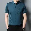 Verano 2022 nueva camisa de manga corta sin costuras para hombre, casual, con solapa, top de camisa para hombre, una pieza, entrega