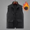 Chaleco cálido con forro polar y múltiples bolsillos para hombre, nuevo para Otoño e Invierno, chaleco casual, talla grande holgado para mediana edad y personas mayores