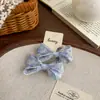 Presilha de Cabelo Nova de Primavera com Laço Floral Prendedor de Cabelo Pequeno Fresco Toque de Alto Padrão Presilha para Franja Lateral Infantil Elástico Feminino