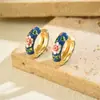 Joias Europeias e Americanas Femininas Transfronteiriças, Novo Design de Flor com Gotejamento de Óleo, Brincos de Alta Qualidade, Brincos Retrô Versáteis Atacado