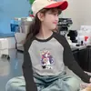 Linda Camiseta de Felpa Cálida Estilo Coreano para Niñas Otoño Invierno Moda Dulce Elegante Bloque de Color Manga Larga Cuello Redondo Tendencia