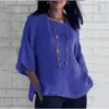 Camisa Feminina Manga 3/4 Gola Redonda Algodão e Linho Wish Eaby Amazon Novo Exportação