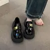 Zapatos de Cuero Gruesos de Estilo Retro Británico Versátiles para Mujer, Zapatos Casuales sin Cordones para Faldas, Planos de Tacón Grueso, Nuevo Modelo Primavera 2025