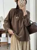 Vestido de Primavera 2025 Estilo Artístico Top de Pana Manga Larga Cuello Medio Alto Elegante Base Camisa Casual de Mujer
