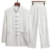 Novo Traje Tang Masculino de Manga Longa Roupa de Outono para Avô Roupa de Verão para Pai Roupa para Homens de Meia-Idade e Idosos Estilo Chinês Roupa de Leigo