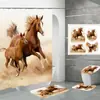 Amazon Comercio Electrónico Transfronterizo Más Vendido Impresión Digital de Alta Definición 3D Cortina de Ducha de Poliéster Impermeable Animal Caballo Venta Directa de Fábrica