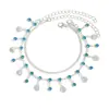 Collar Pulsera Set Brillante de Lujo Accesible con Concha y Borla de Diamante Azul Estilo Nuevo Bohemio Princesa Sirena Transfronterizo