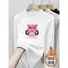 Ropa interior térmica de forro polar para niñas, cuello medio alto, estampado de dibujos animados, capa interior cálida, top de forro polar cepillado para niños, ropa para niños, manga larga