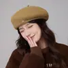 Boina de lã estilo Chanel feminina outono e inverno chapéu de pintor artístico estilo japonês elegante chapéu pequeno quente versátil que valoriza o rosto
