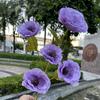 Nuevos fabricantes de flores de simulación para bodas 5 amapolas grandes fuegos artificiales morados decoración de bodas flores artificiales al por mayor