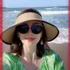 Sombrero de paja de copa vacía estilo Zhang Ziyi para mujer, verano, vacaciones en la playa, sombrero para el sol, protección solar, sombrero para el sol, plegable, moda