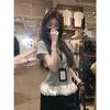 Gentle Sweet Girl Style Design Sense Lace Stitching Camiseta de manga curta feminina primavera pequena branca slim-fit slim-fit top