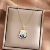 Colar com Pintura a Óleo Jardim de Monet Luxo Leve Nicho Corrente para Clavícula Feminino High-End Casual Mais Fácil de Combinar Colar com Pingente de Concha