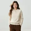 Suéter de cachemira pura para mujer, bordado a mano, mismo estilo que Xiao He, con cuello polo, capa interior cálida, capa base elegante, tejido