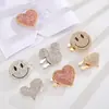 Acessório Botão Minimalista Estilo Ins Rosto Sorridente com Strass para Gola de Camisa DIY, Acessório Versátil de Botão de Punho de Roupa Destacável em Liga de Zinco