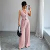 Moda transfronteiriça europeia e americana de 2026: conjunto pequeno de colete estilo Chanel, conjunto de calça comprida, colete de decote V, conjunto de calça pantalona de cintura alta, estilo de rua