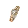 Dropshipping Transfronteiriço de Relógios de Pulso Quadrados com Mostrador Cravejado de Diamantes Estilo Cartier Moda Quartzo Feminino Fornecimento Atacadista de Relógios Cartier