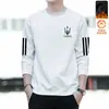 Moletom masculino com forro de fleece, novo modelo outono e inverno 2025, gola redonda, caimento solto, sem capuz, blusa de manga longa masculina, moderno