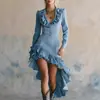 Vestido de mezclilla vintage estilo western pastoral con volantes, lavable, talla europea para mujer, transfronterizo de Amazon