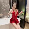 Talla Extra 100kg Lencería Sexy Halter Encaje Tentación Nuevo Ropa de Dormir Body de Entrepierna Abierta para Mujer
