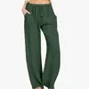Pantalones Casuales Holgados de Pierna Ancha con Cintura Elástica Larga de Lino para Mujer Tallas Grandes 2023 Amazon Ebay Aliexpress