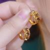 Pendientes de aro con circonitas marrones y diamantes para mujer, de estilo nicho, exquisitos y pequeños, con hebilla para las orejas que combina con todo.
