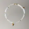 Colar INS Doce Fresco de Cobre com Zircônia em Forma de Coração Corrente de Clavícula com Contas de Cristal de Luxo Leve Feito à Mão Colar Europeu e Americano de Aço Inoxidável