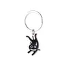Llavero de acero inoxidable con forma de gato y cuchillo transfronterizo, colgante de gatito de dibujos animados, gato negro, joyería creativa para mochila