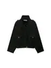 Nueva Chaqueta Corta Estilo Europeo con Cuello Alto para Mujer Otoño/Invierno 2026 Estilo Ropa de Trabajo de Cuero y Terciopelo Chaqueta Holgada con Cintura Ceñida