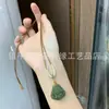 Pingente Buda de Jade Hetian Jadeíta, Pingente Cadeado Nuvem Auspiciosa de Cabacinho Guanyin de Jade Hetian, Pingente de Jade para Homens e Mulheres
