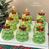 Decoración Pastel Navideño 2025 Moño Campana Enchufe Árbol de Navidad Estrella de Cinco Puntas Vela Decoración Nochebuena