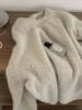 Suéter de cuello redondo de terciopelo de mapache de imitación de cera suave de alta calidad para mujer, suéter interior fufu de leche de viento perezoso grueso de invierno