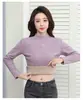 Top térmico para mujer con forro de forro polar compuesto de zorro plateado, cuello semi-alto, engrosado, nuevo top cálido de otoño e invierno con cuello medio-alto
