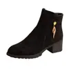 Botines de Gamuza Mate para Mujer 2026 Otoño Invierno Nuevos Botas de Mujer Calientes con Borrego Zapatos de Algodón de Invierno Punta Redonda Tacón Medio Botas Martin