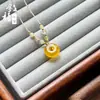 Colgante de ágata amarilla natural de la paz, colgante de jade regordete y redondo, colgante de calcedonia, accesorio de collar de jade con cuerda colgante de estilo chino nuevo al por mayor