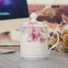 Taza de Cerámica de Gran Capacidad con Tapa Taza de Regalo Taza de Oficina Taza de Té Taza de Boca de Porcelana Hueso con Tapa Taza de Conferencia