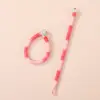 Llavero con anilla y correa de color macarrón en bloques, correa corta tejida fresca para teléfono, accesorio DIY, disponible para dropshipping