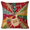 Cojín festivo navideño transfronterizo de Amazon con diseños de renos y muñeco de nieve, cojín colorido para respaldo de sofá