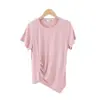Nuevo modelo de verano para mujer, camiseta modal plisada de manga corta, elegante y con estilo, camiseta ajustada de manga corta, camiseta básica adelgazante