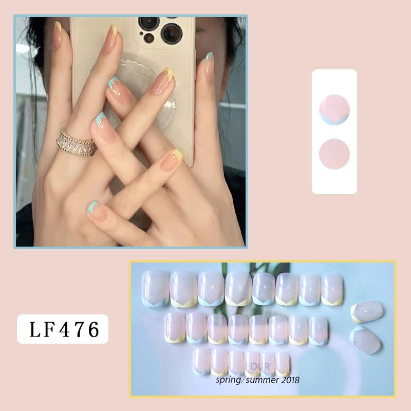 LF476鹅黄奶蓝鸳鸯穿戴甲【胶水款】