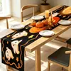 Nuevo Camino de Mesa de Halloween de Amazon Calabaza Fantasma Lino Estampado Decoración de Mesa Tela Mantel de Fiesta Festivo