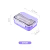Lonchera de plástico estilo japonés para estudiantes con compartimentos y tapa, cubiertos, tenedor y cuchara, apta para trabajadores de oficina, apta para microondas