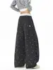 Pantalones Casuales de Cuadros con Estrellas Estilo Americano para Hombres y Mujeres Marca de Tendencia Diseño de Nicho Plisados Sueltos de Pierna Ancha Deportivos Largos