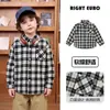 Camisa Estilo Acadêmico para Meninos, Estilo Europeu, Roupa de Outono para Crianças Pequenas, Body para Bebê, Roupa Infantil para Primavera e Outono, Camisa Xadrez Infantil para Meninos
