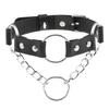 Oye Nuevo Moderno Hueco Cuero PU Anillo Colgante Collar Cadena Punk Anillo O Correa de Cuello Cadena de Cuello Candado